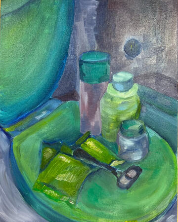 "Bathroom Still-life" Oil, 2022
