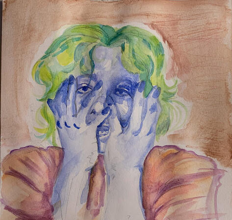 "Pulling Skin" Watercolor, 2021